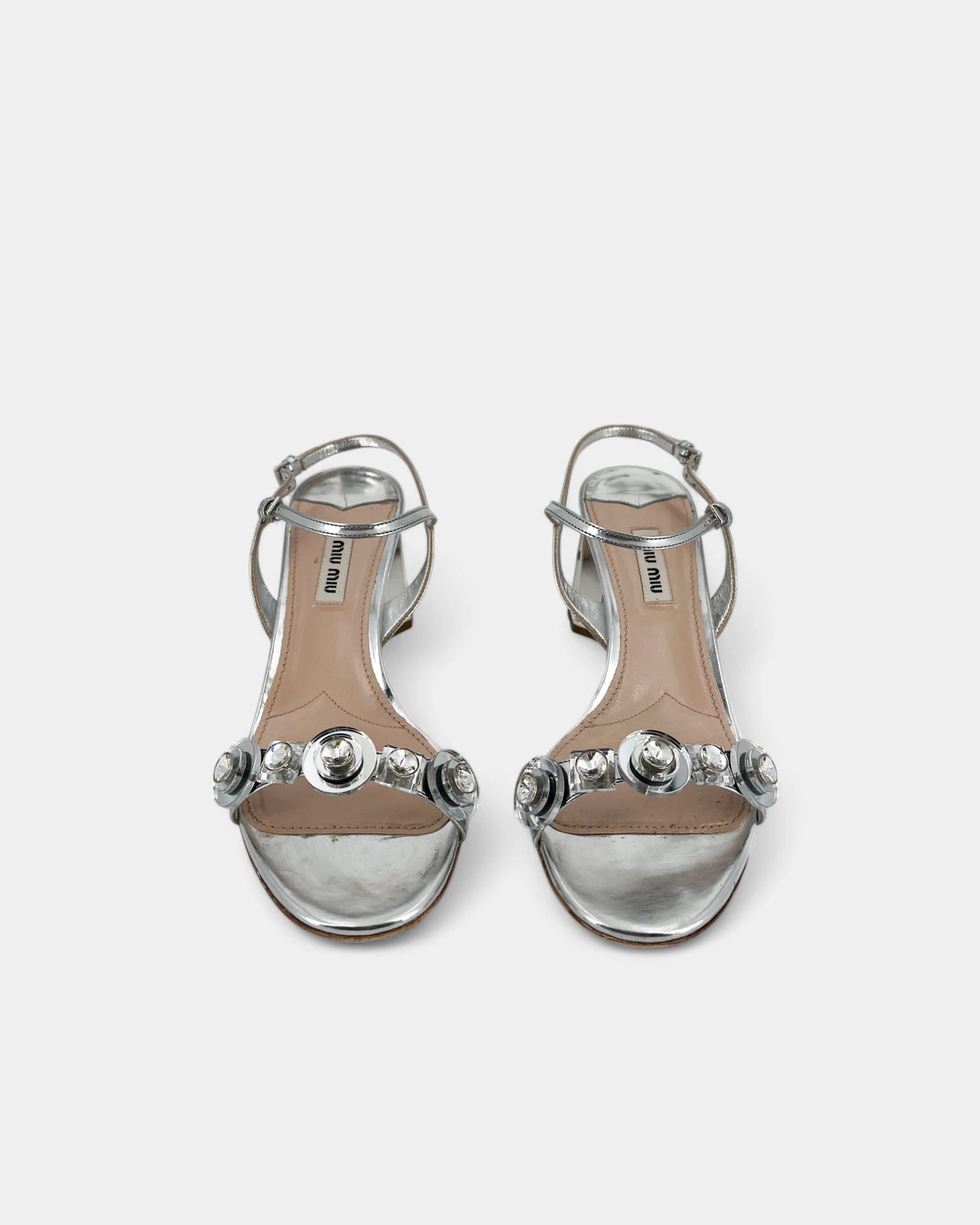 Sandales argentées à talons - 38 EU / 7 US
