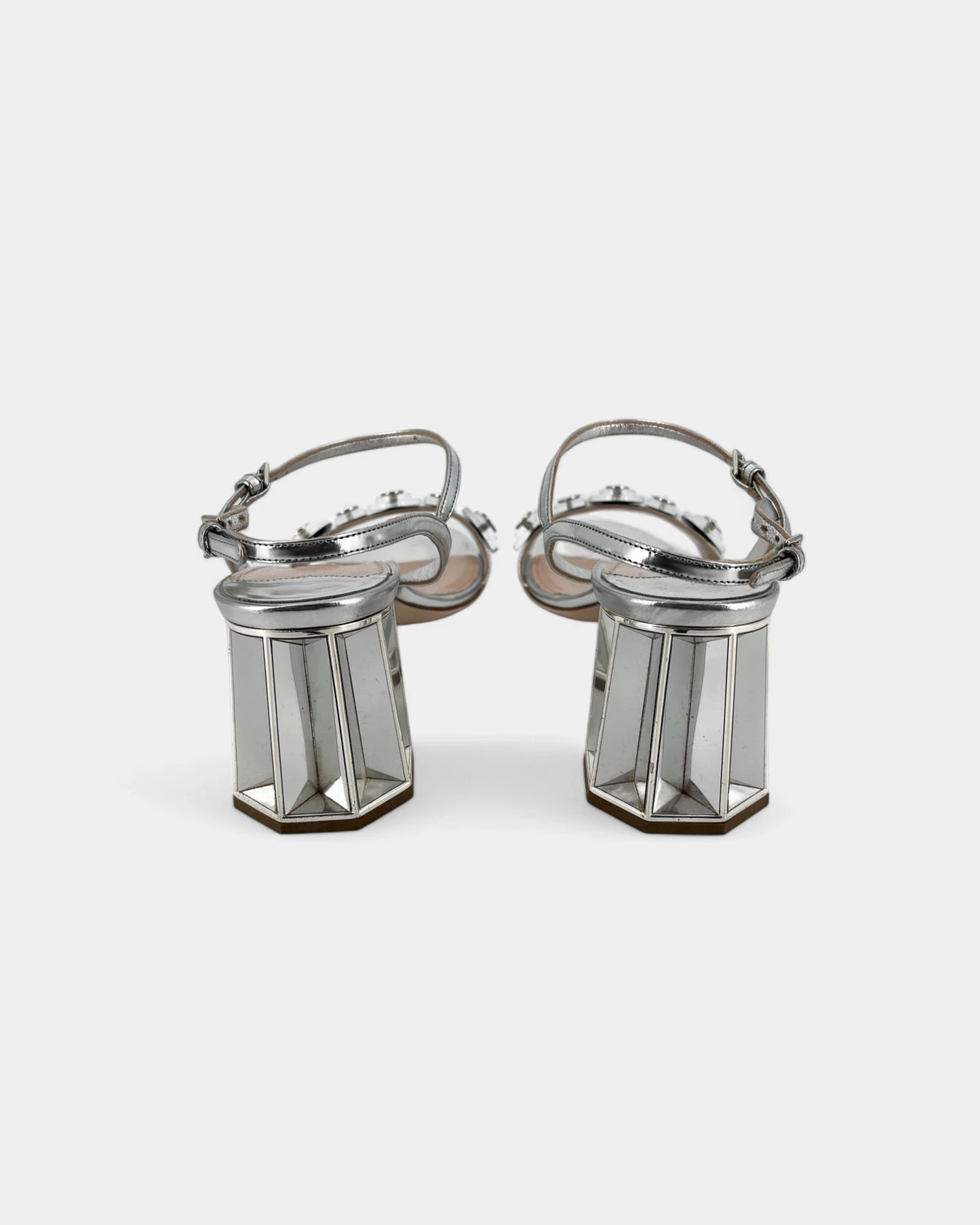 Sandales argentées à talons - 38 EU / 7 US