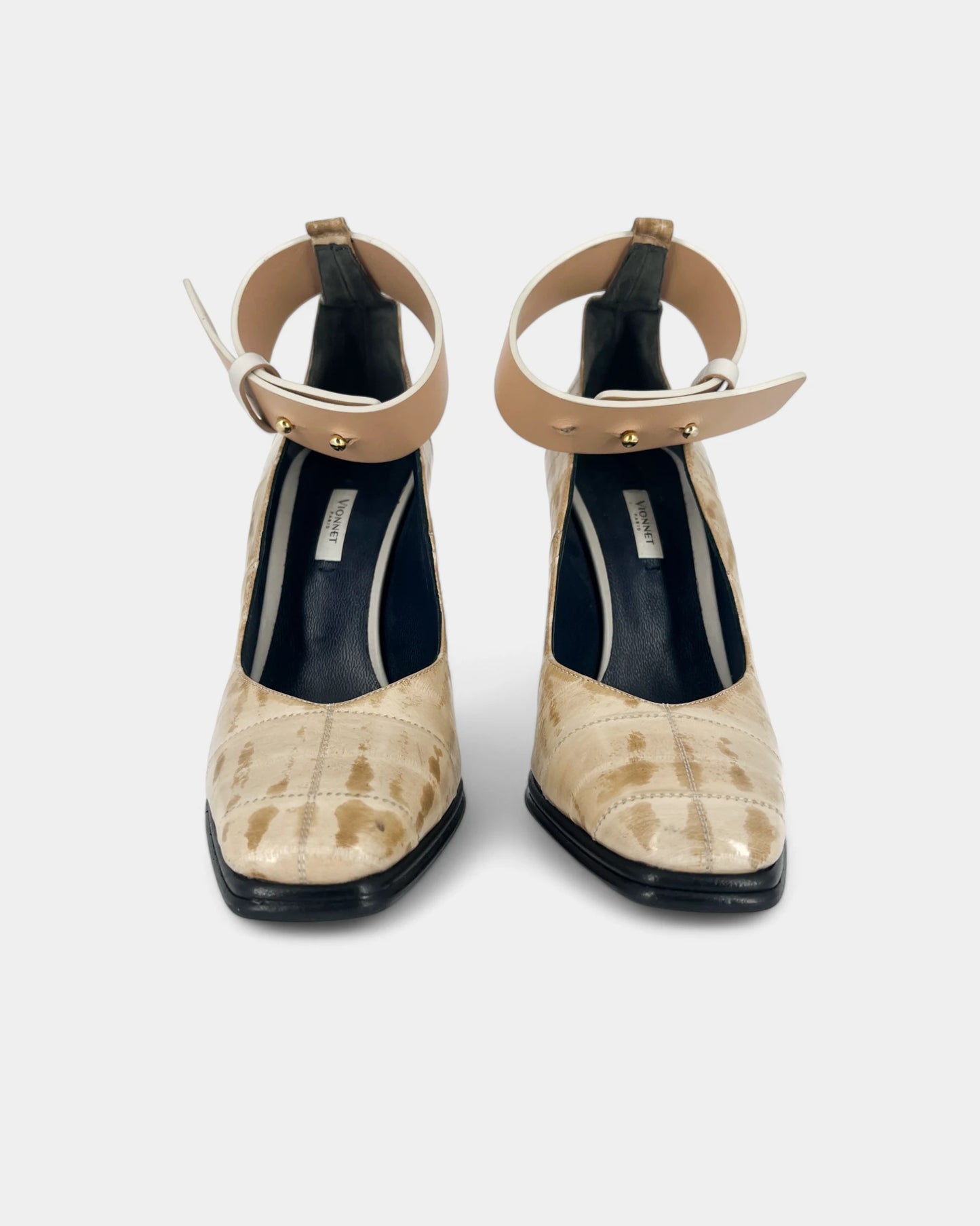 Escarpins beiges à imprimé reptile - 38 EU / 7 US