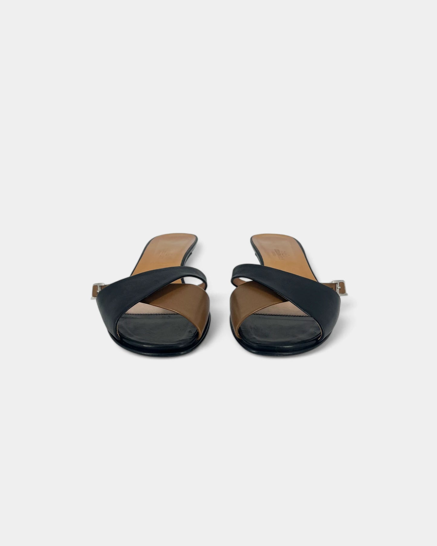 Black and brown low heel sandals - 39 EU / 8 US
