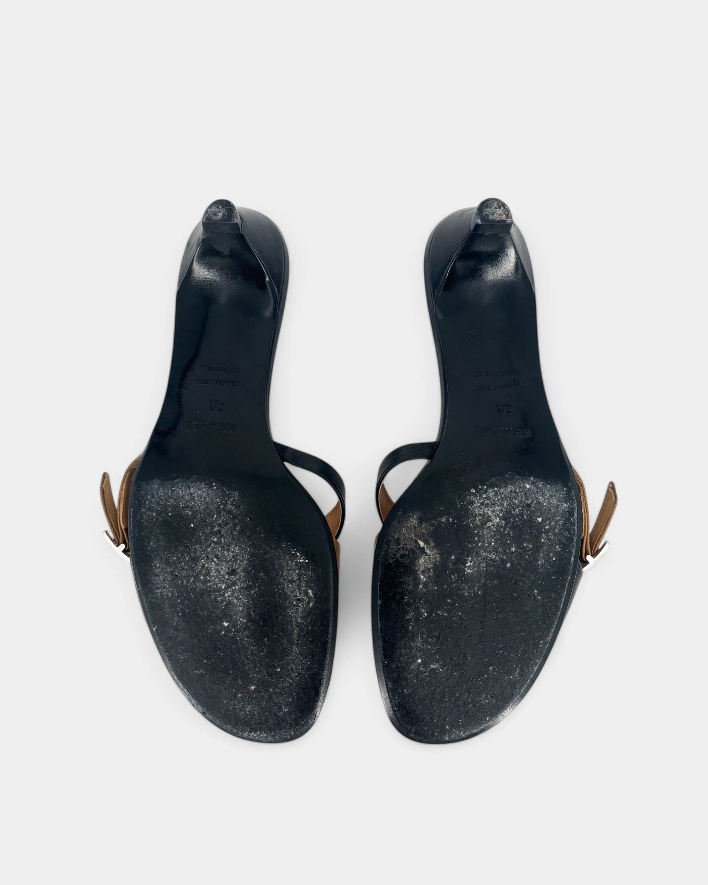 Black and brown low heel sandals - 39 EU / 8 US