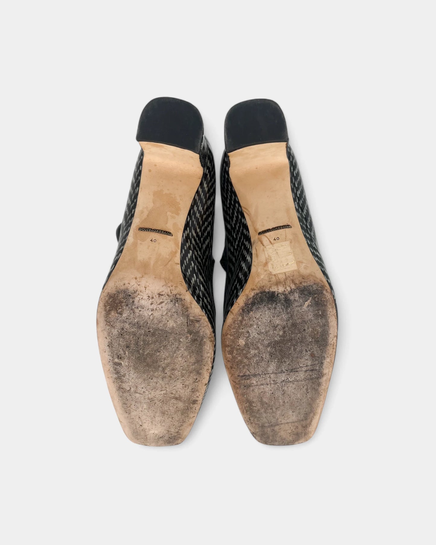 Mary-Jane cirées noires à motif - 40 EU / 10 US