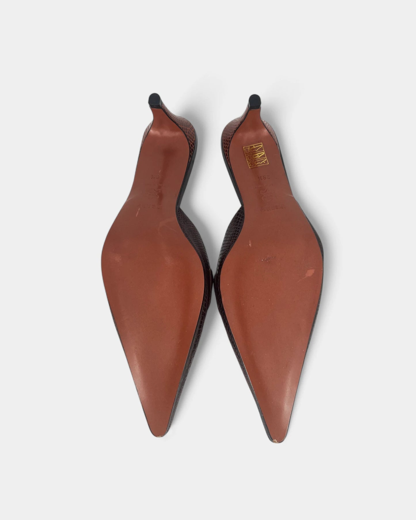 Mules à talons à motif crocodile - 39.5 EU / 8.5 US