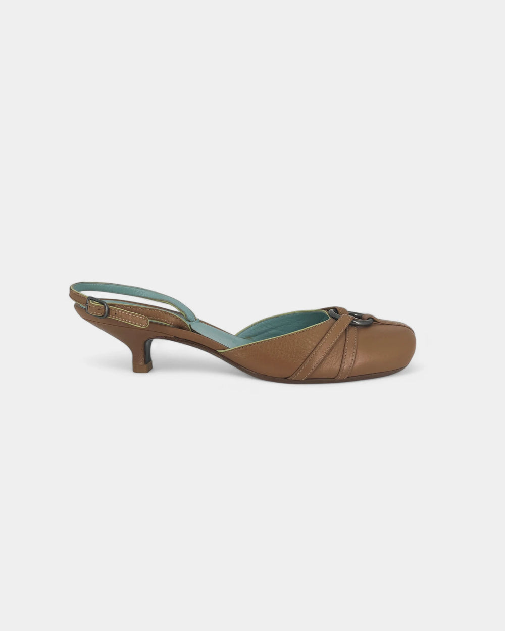 Brown Round Toe Slingbacks - 40 EU / 9 US