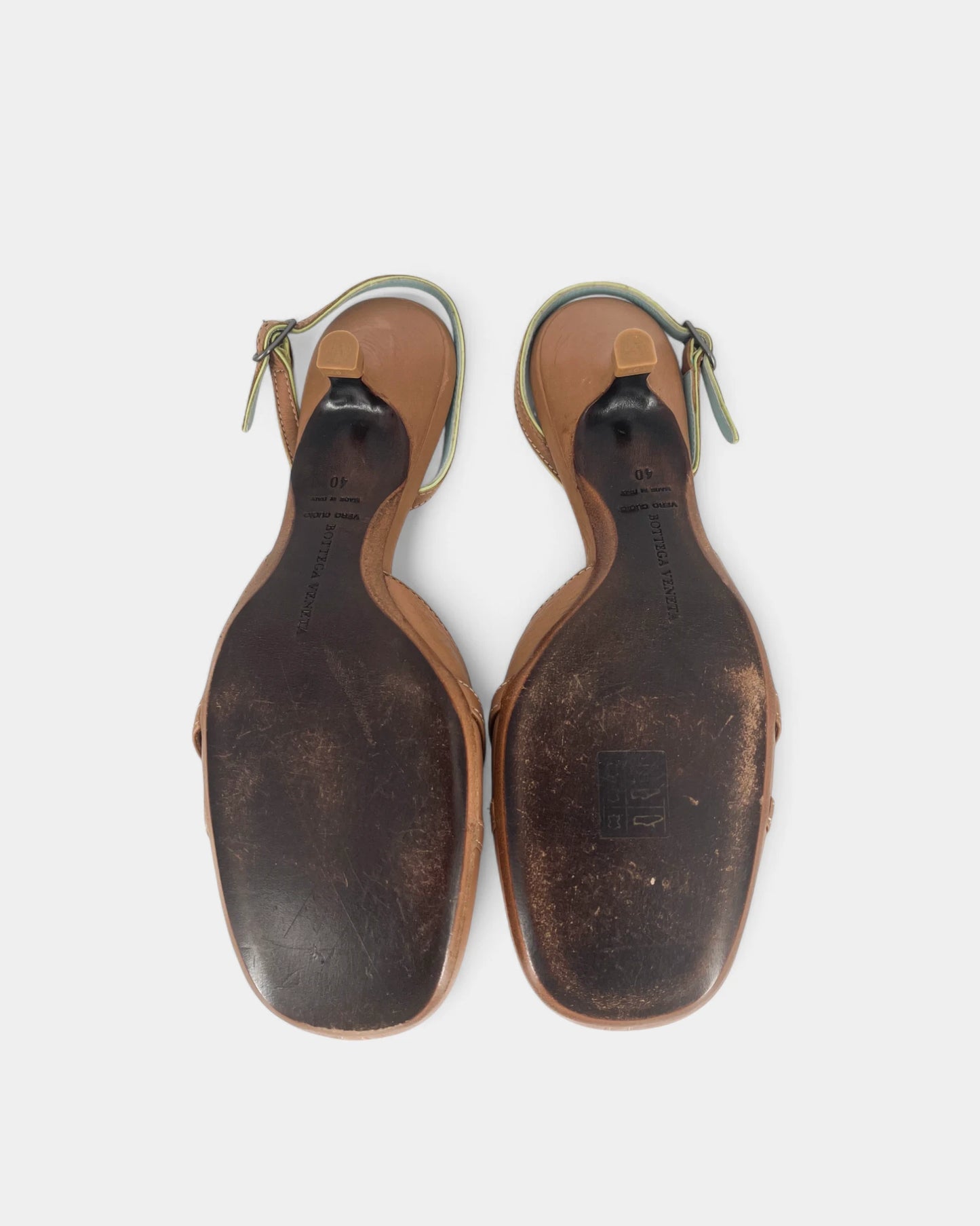 Brown Round Toe Slingbacks - 40 EU / 9 US