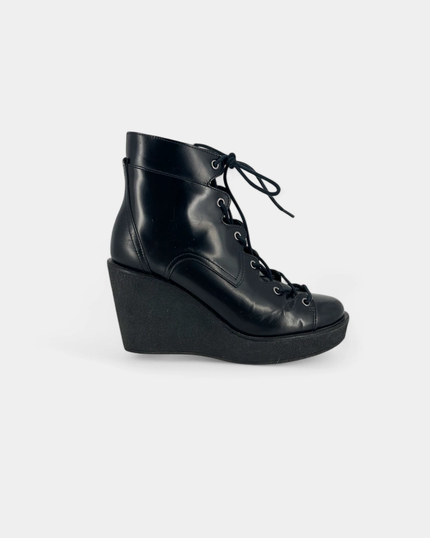 Bottines noires à lacets compensées - 38 EU / 7 US