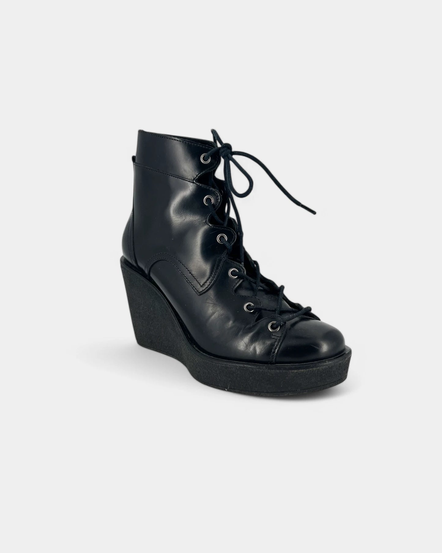 Bottines noires à lacets compensées - 38 EU / 7 US