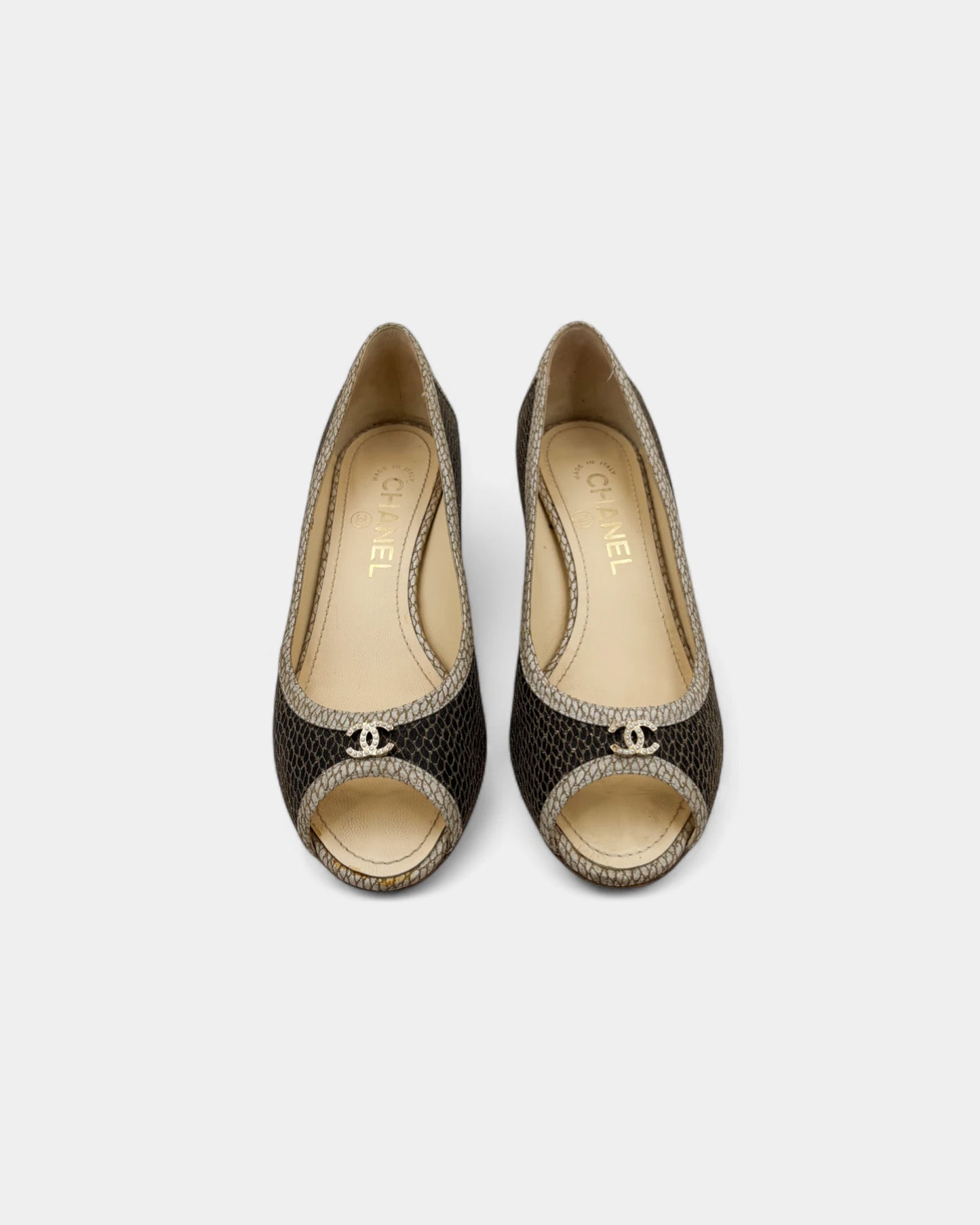 Escarpins marrons brodés - 37 EU / 6 US