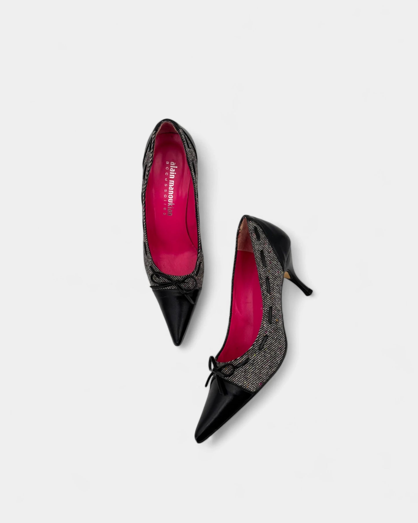 Escarpins tissu rose et noir - 39 EU / 8 US