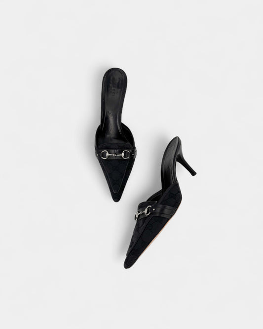 Mules noires à talons