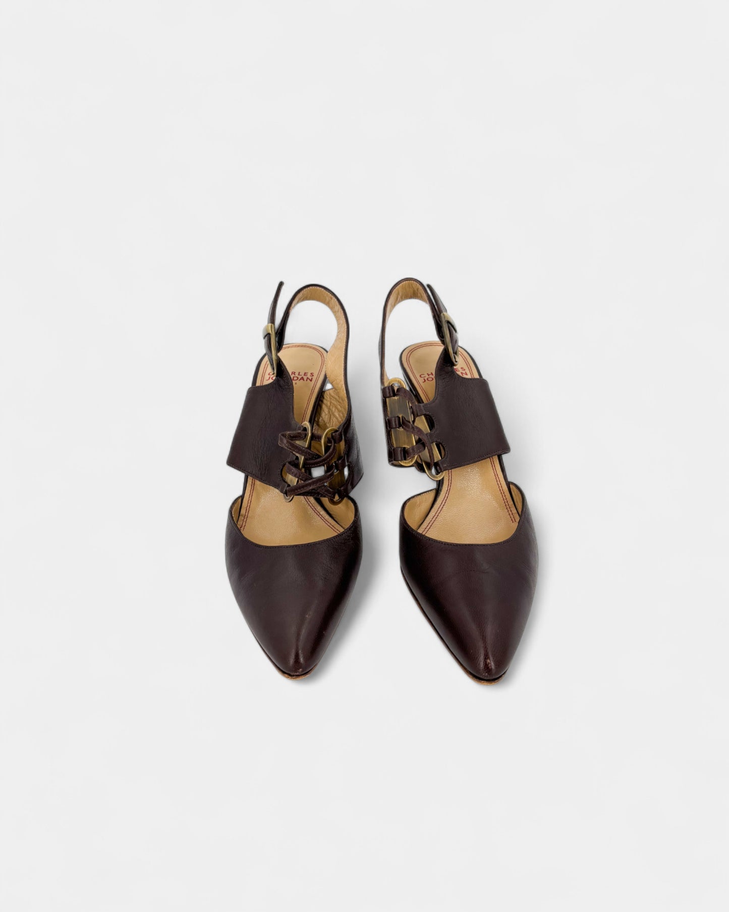 Slingbacks cuir marron