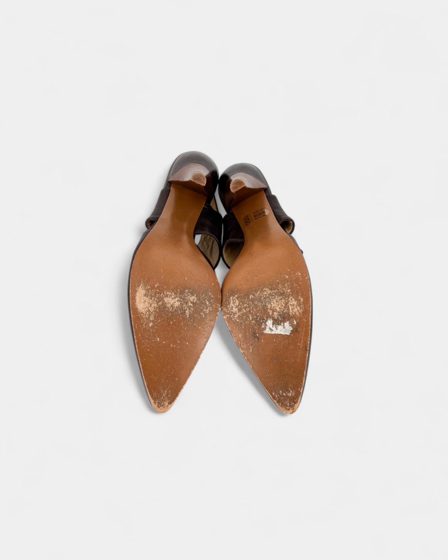Slingbacks cuir marron