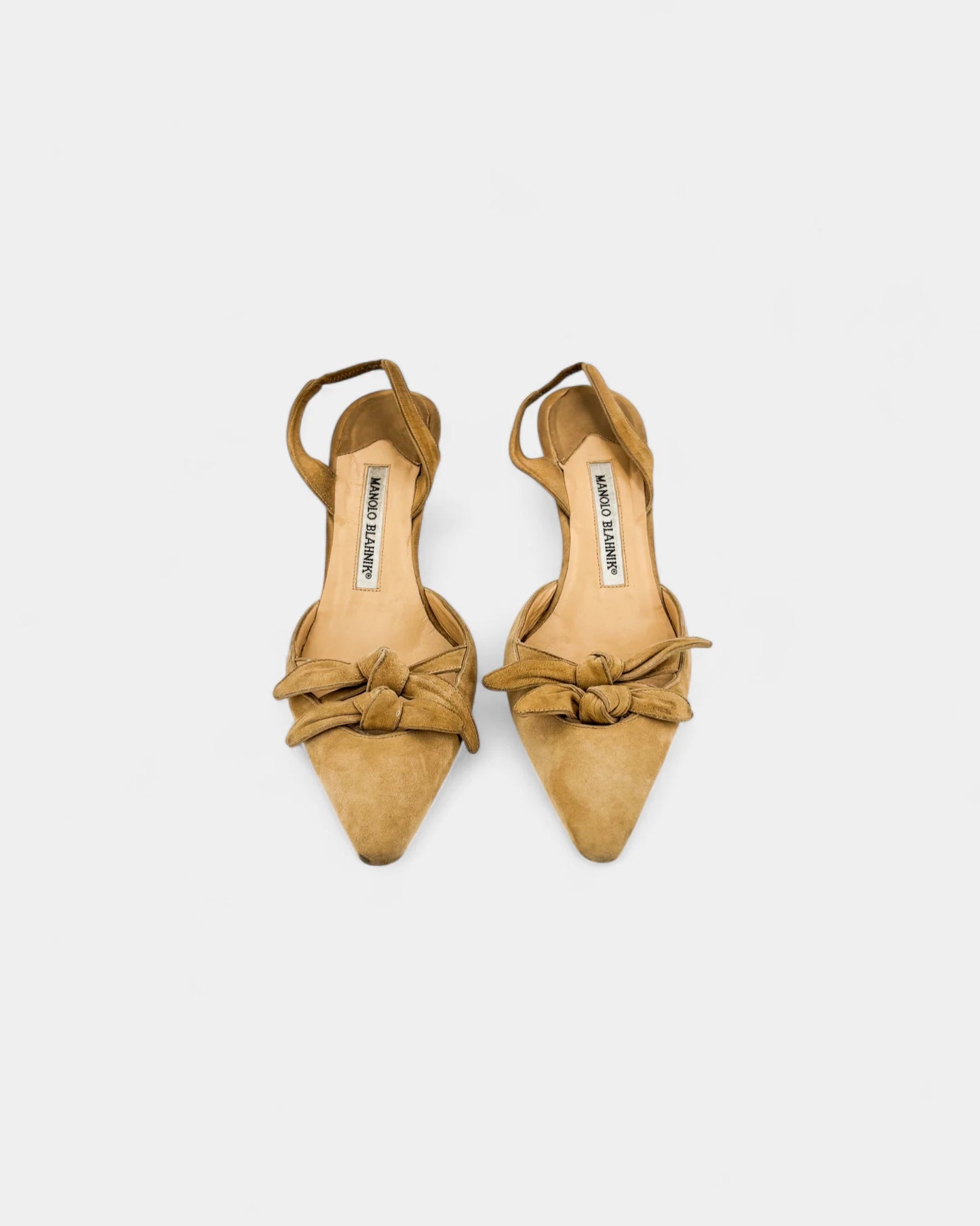 Slingbacks beige en daim à noeud