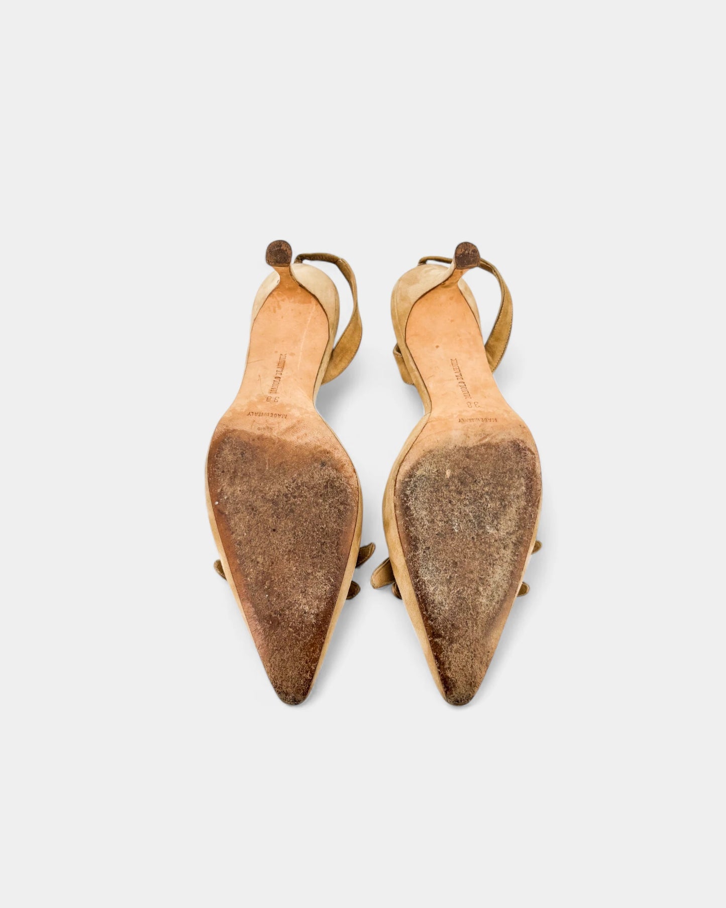 Slingbacks beige en daim à noeud