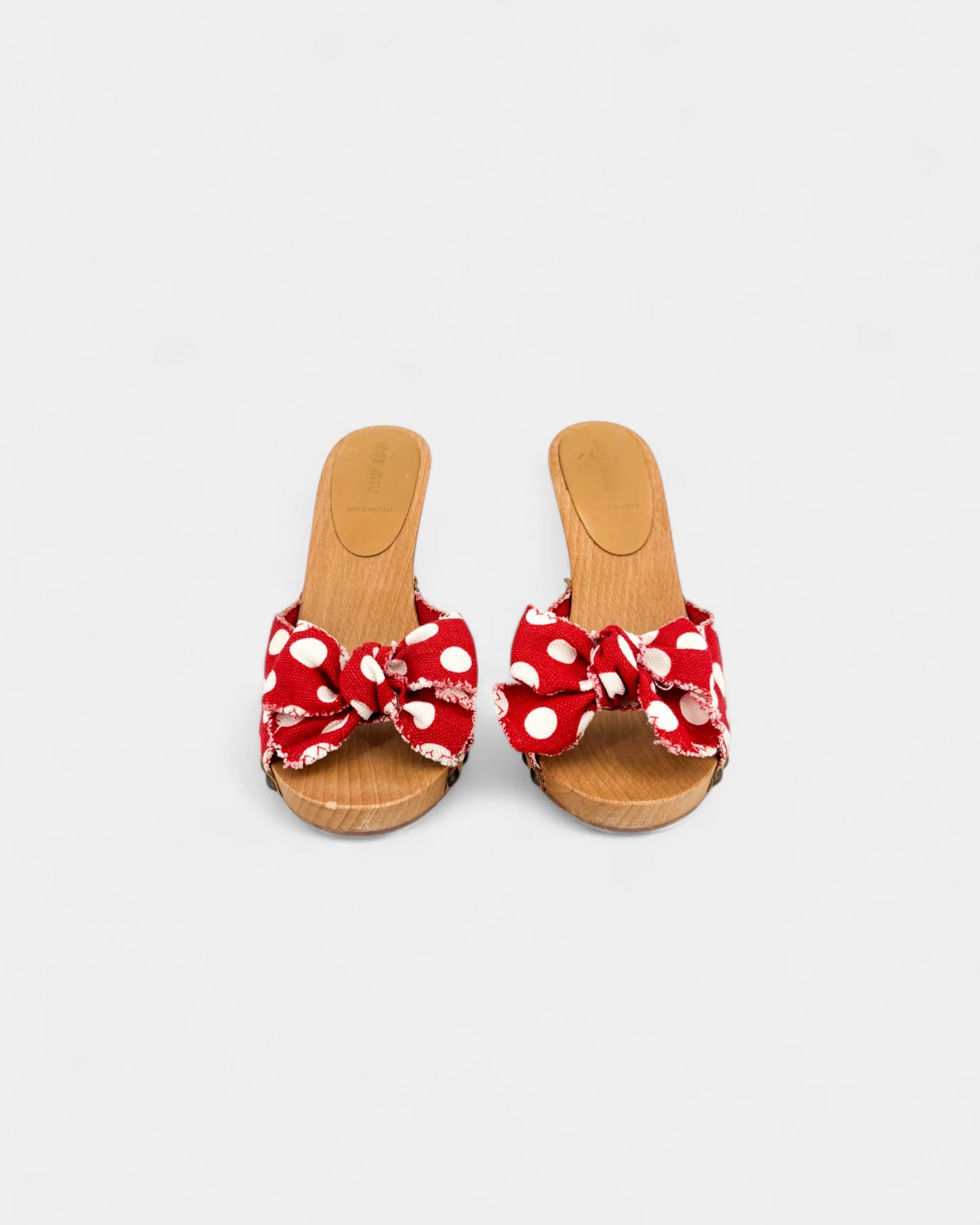 Mules en bois à pois rouge - 40.5 EU / 9.5 US