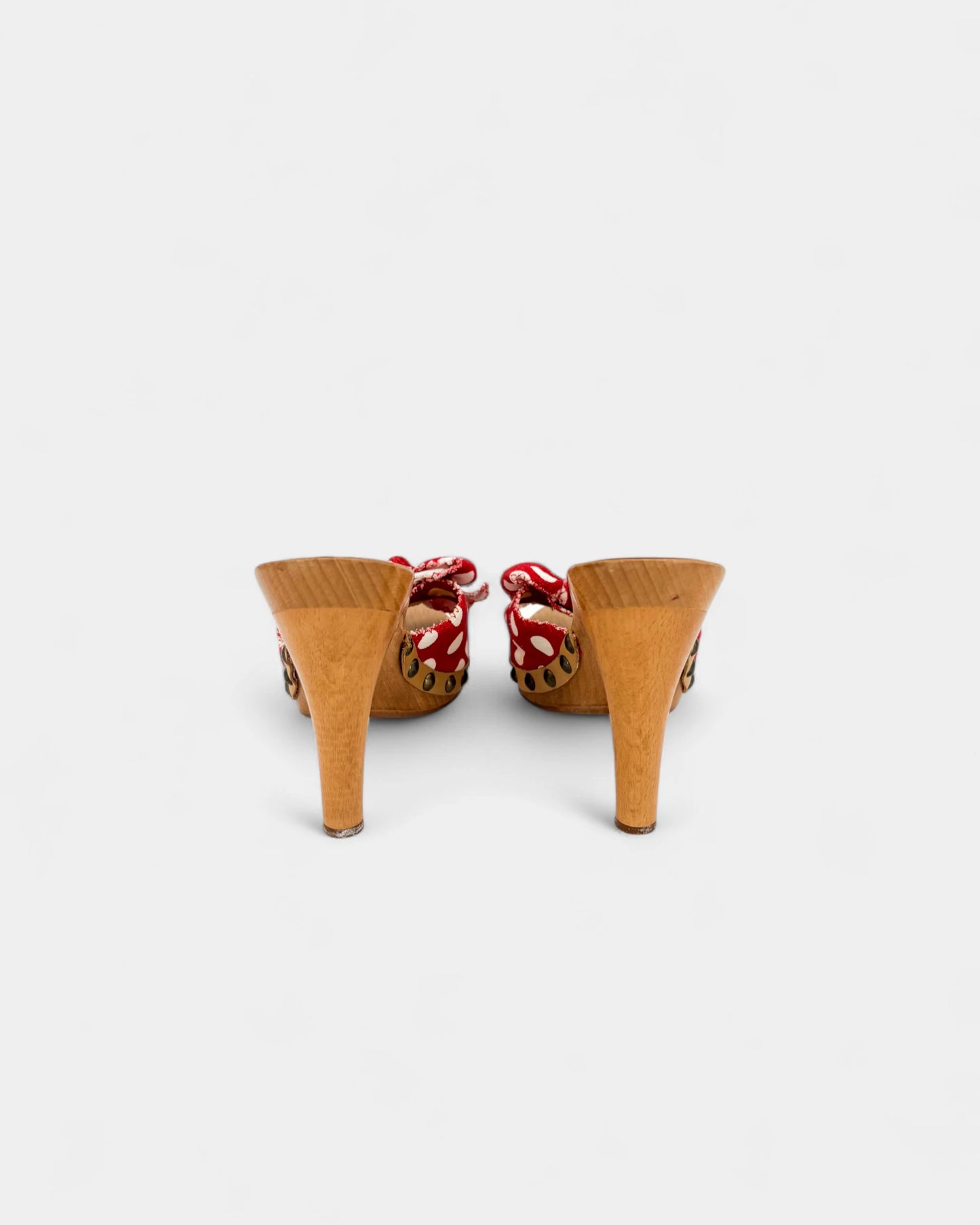 Mules en bois à pois rouge - 40.5 EU / 9.5 US