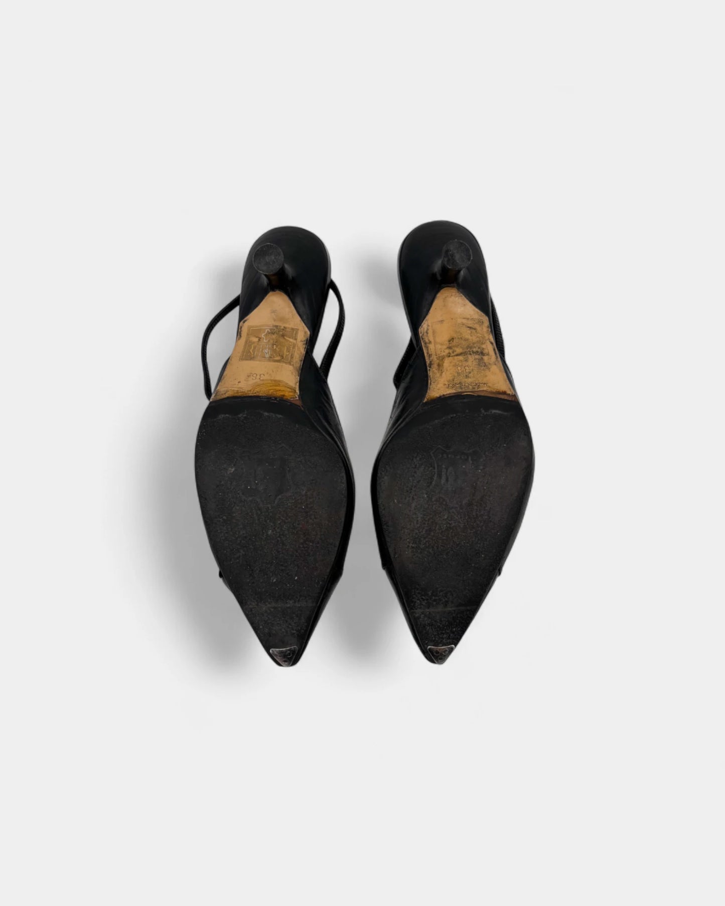 Slingbacks noires bout vernis - 38 EU / 7 US