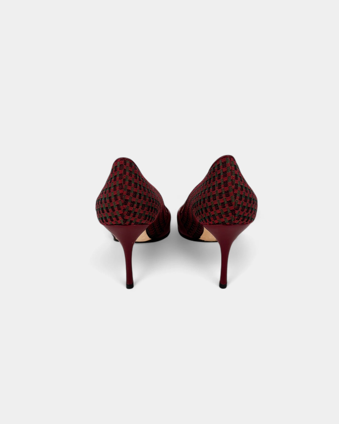 Escarpins noirs en tissu et cuir rouge - 37.5 EU / 6.5 US