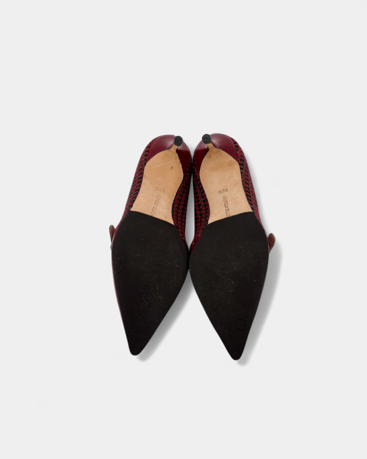 Escarpins noirs en tissu et cuir rouge - 37.5 EU / 6.5 US