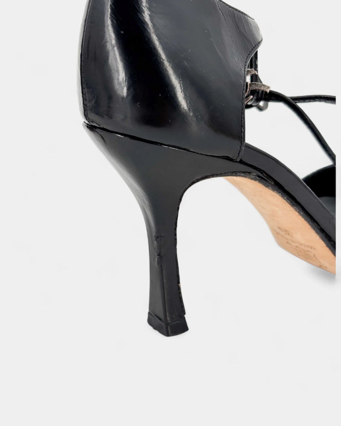 Escarpins en laine à rayures tennis et cuir noir