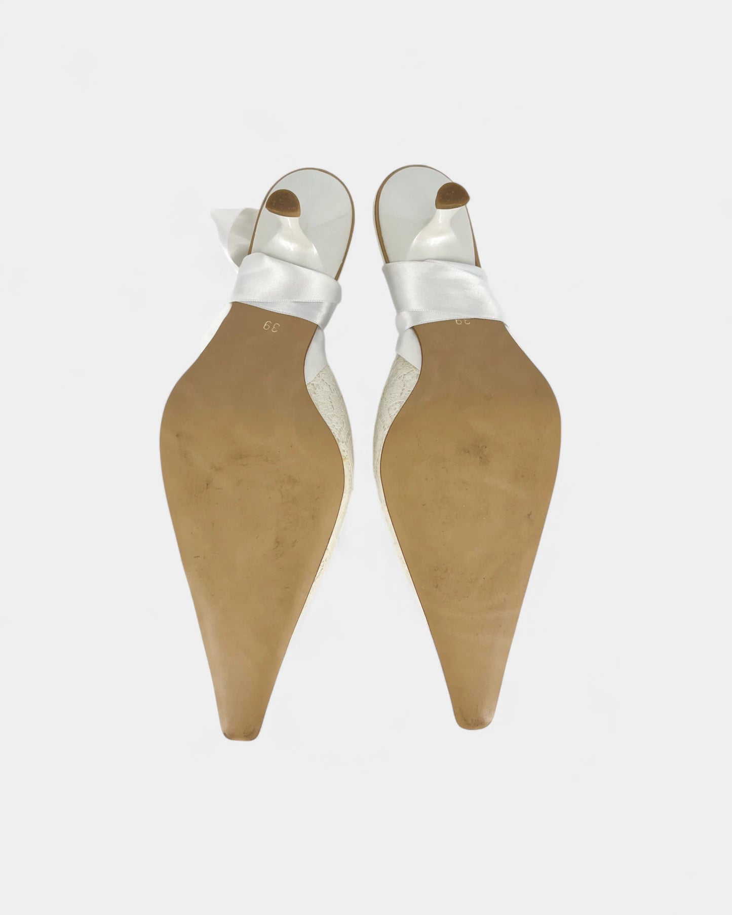 Mules blanches à dentelle à talons - 39 EU / 8 US