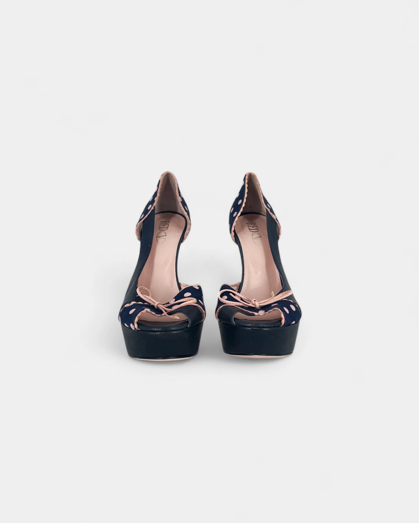 Escarpins bleus à pois roses - 39 EU / 8 US