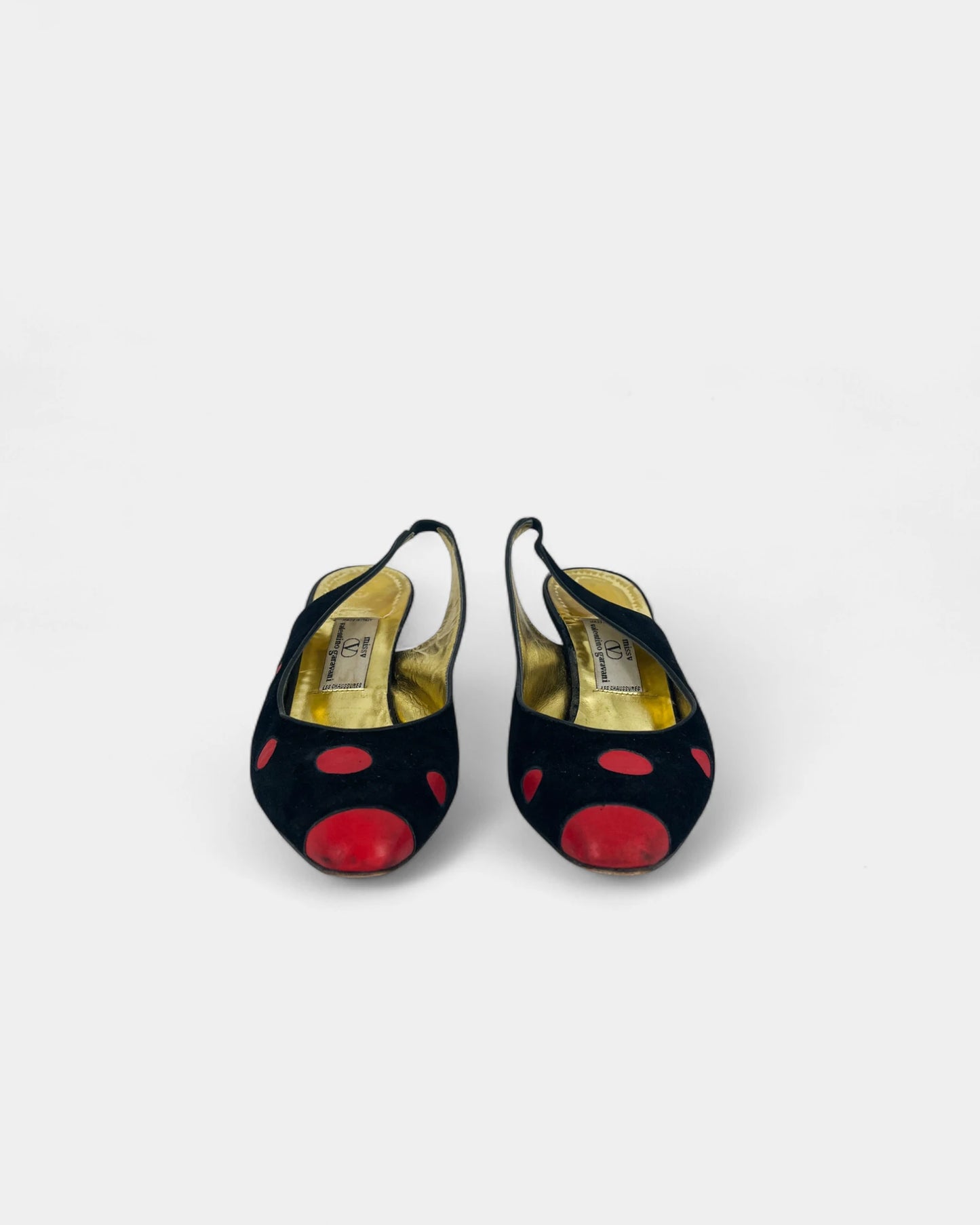 Slingbacks noires à pois rouges - 38 EU / 7 US