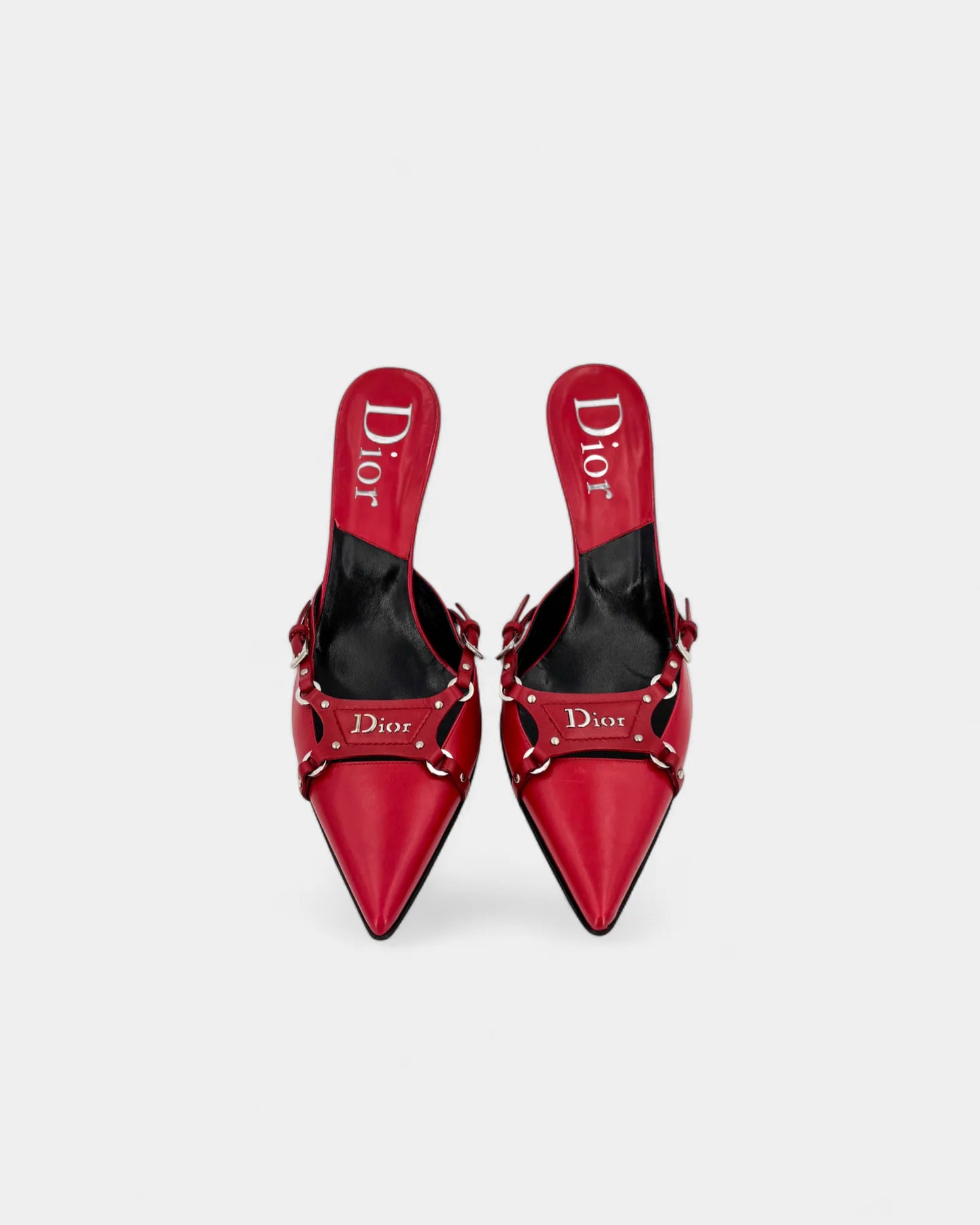 Mules en cuir rouge