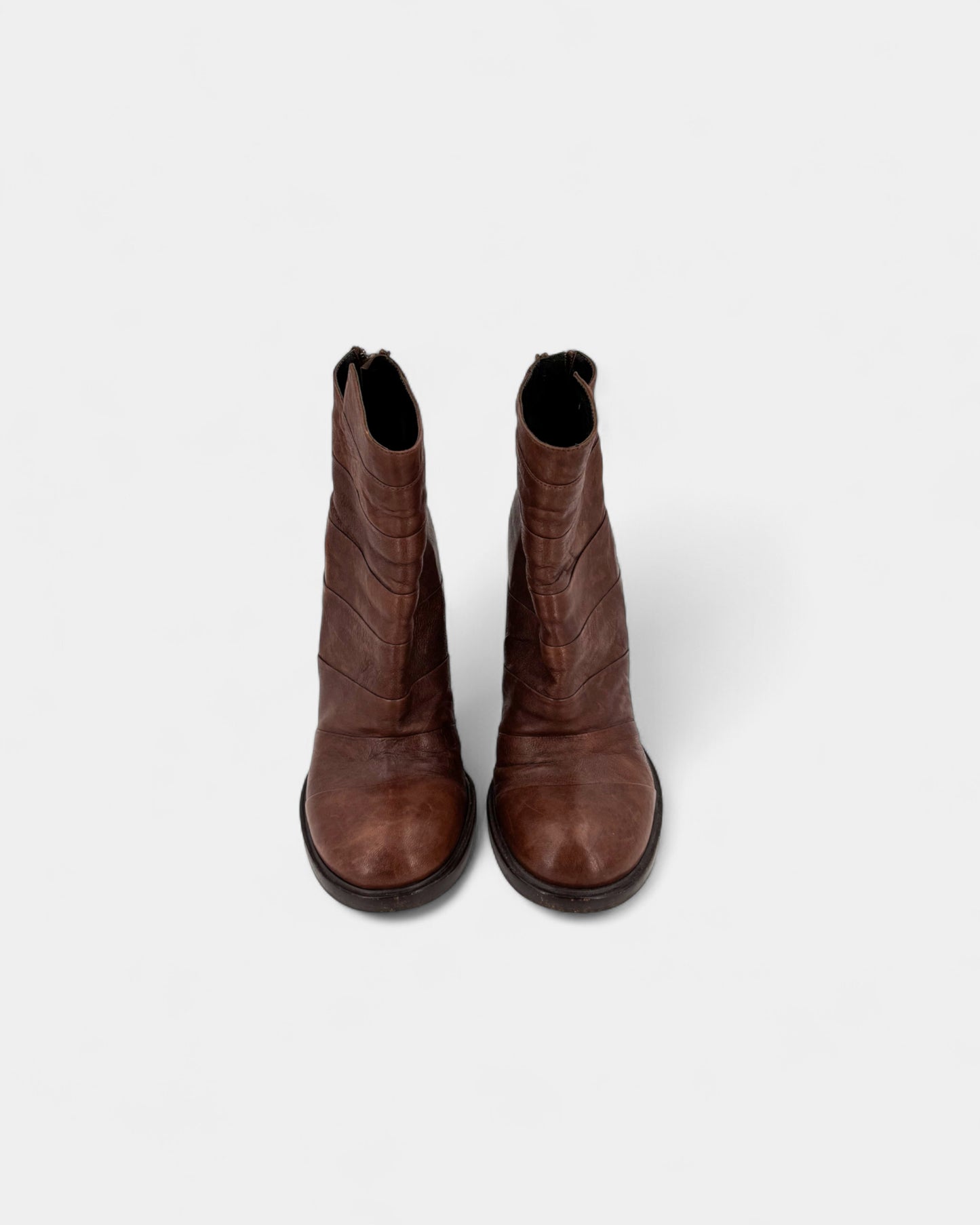 Boots compensées cuir marron