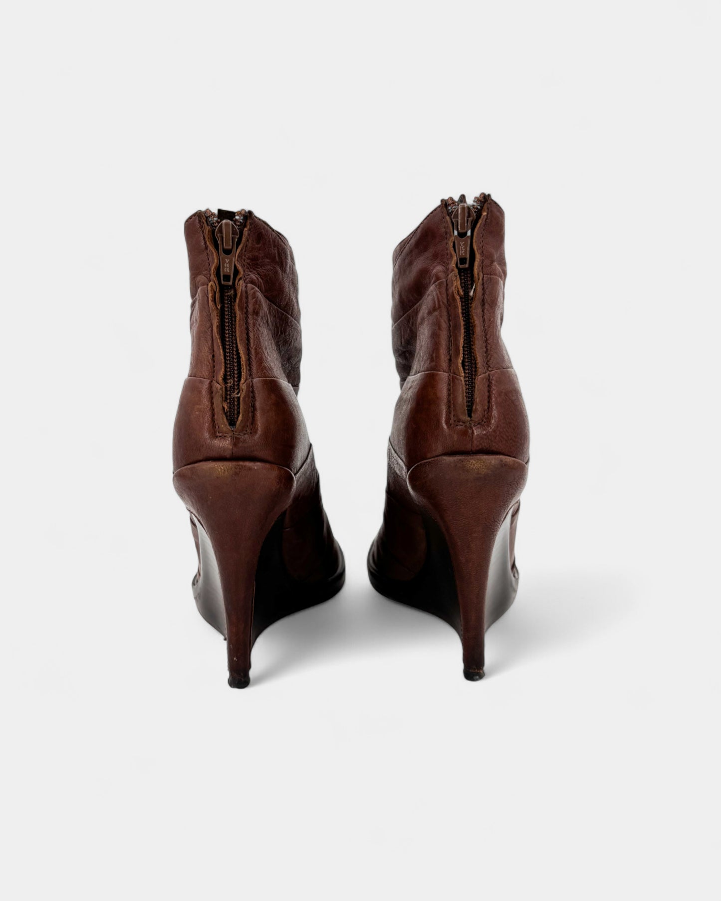 Boots compensées cuir marron