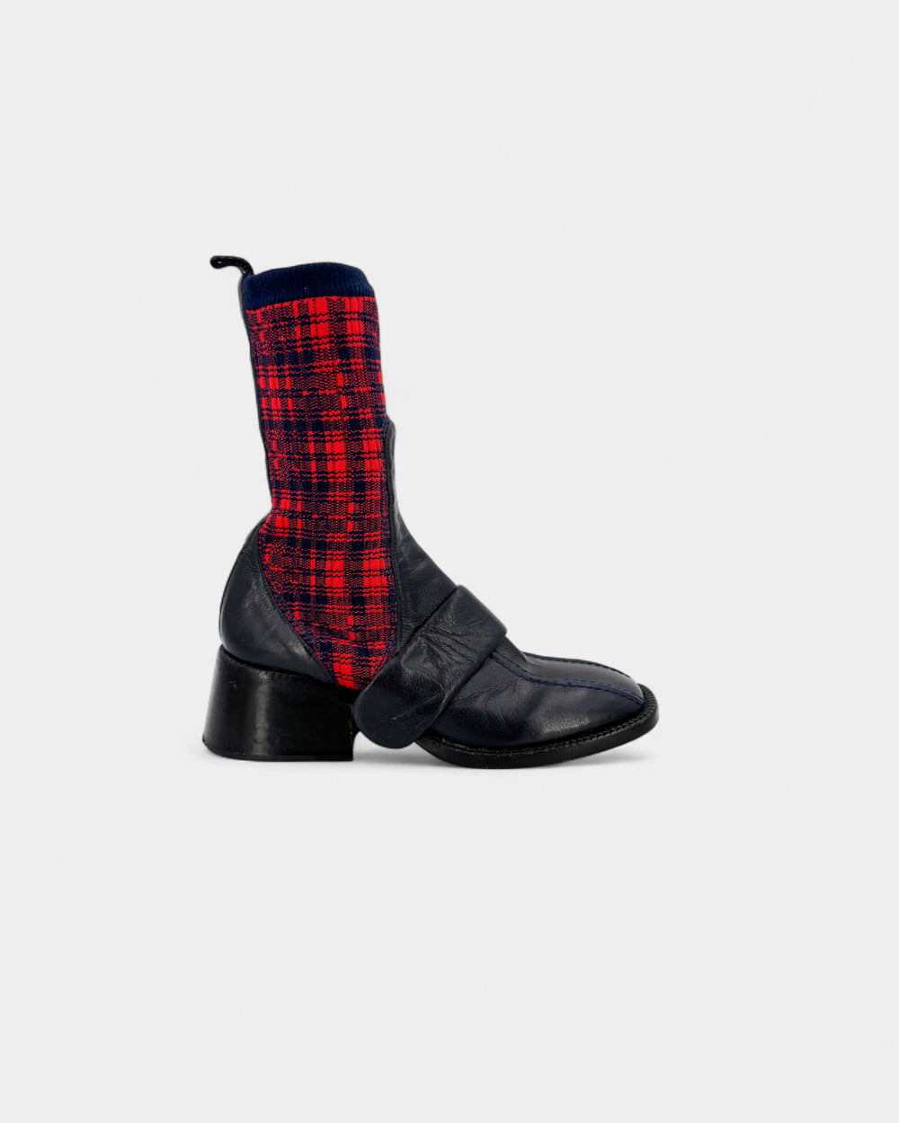 Bottines en cuir et tartan
