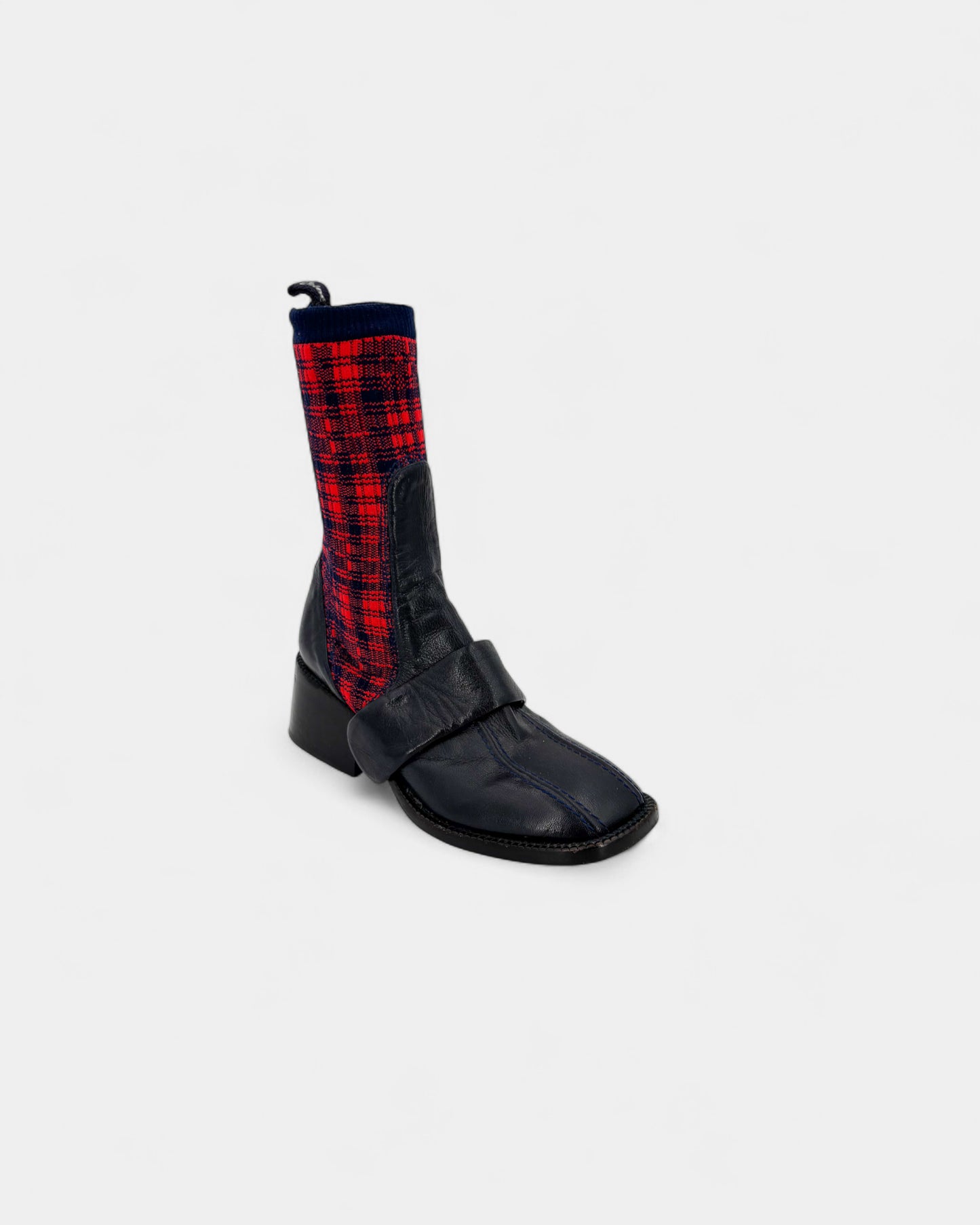 Bottines en cuir et tartan