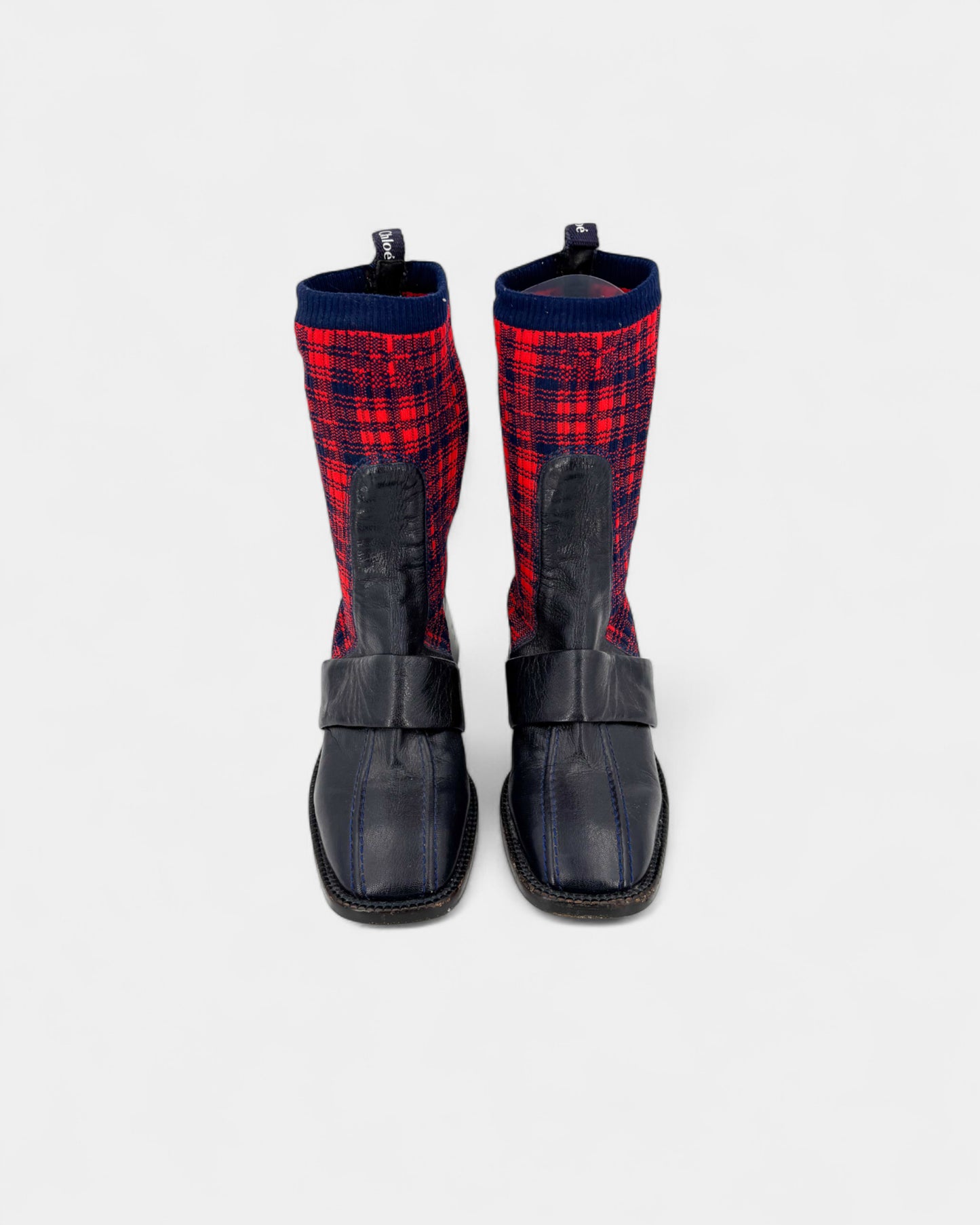 Bottines en cuir et tartan