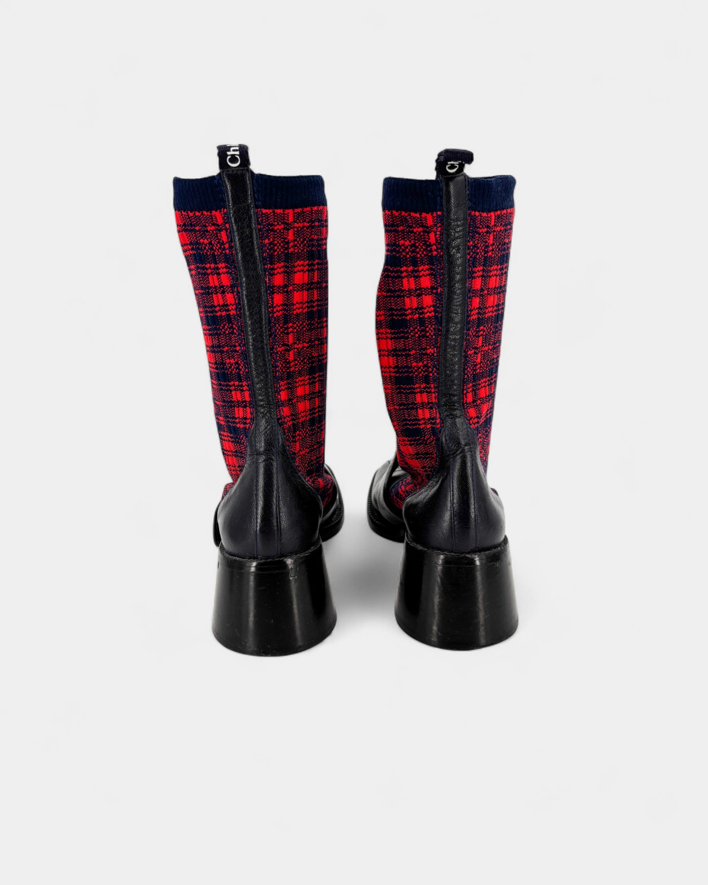 Bottines en cuir et tartan