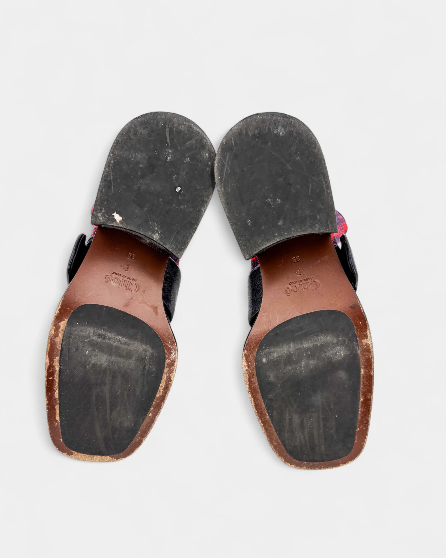 Bottines en cuir et tartan