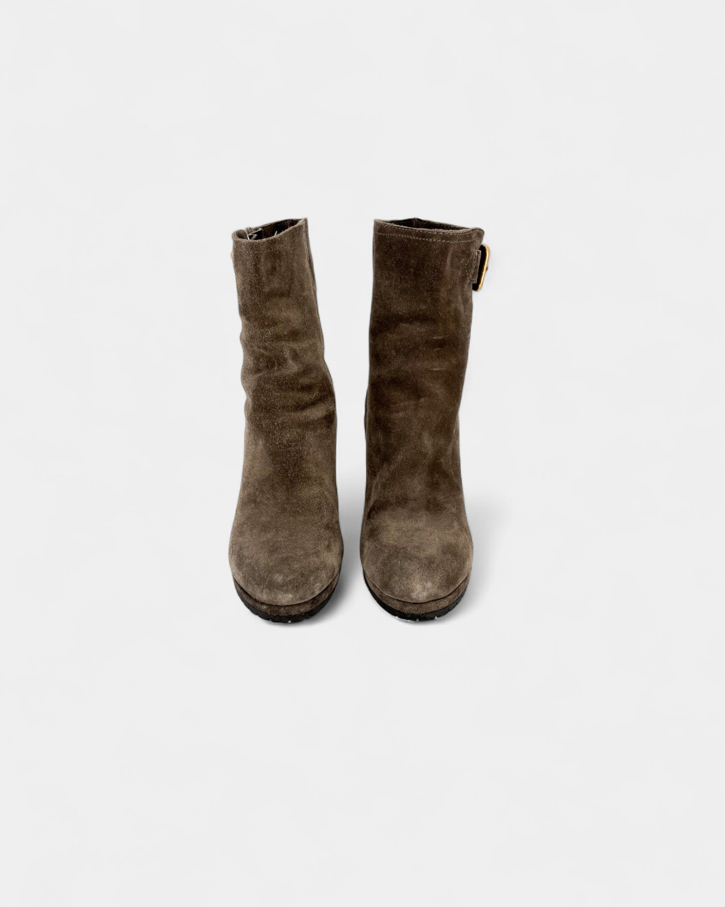 Boots en daim gris compensées