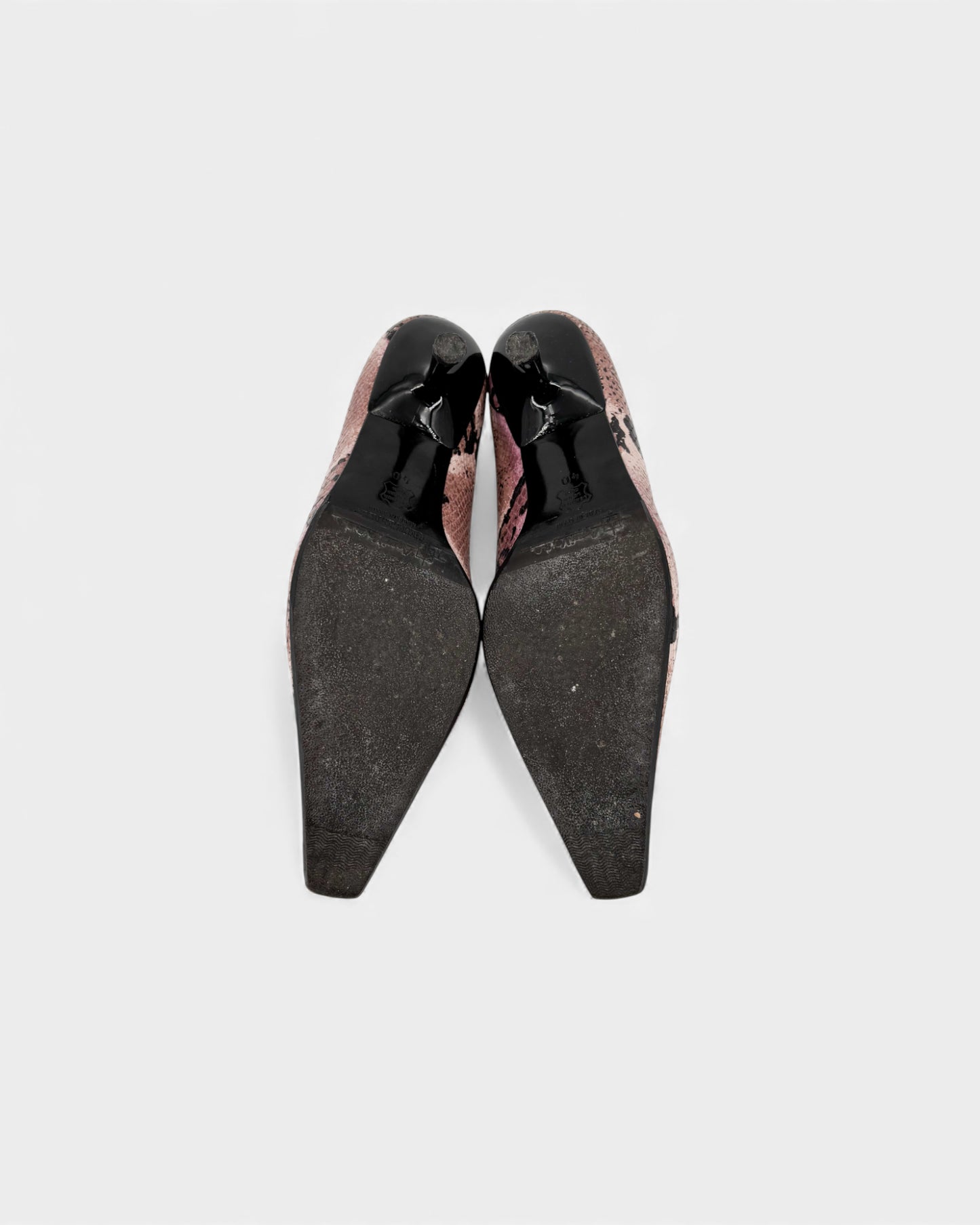 Escarpins roses motif reptile