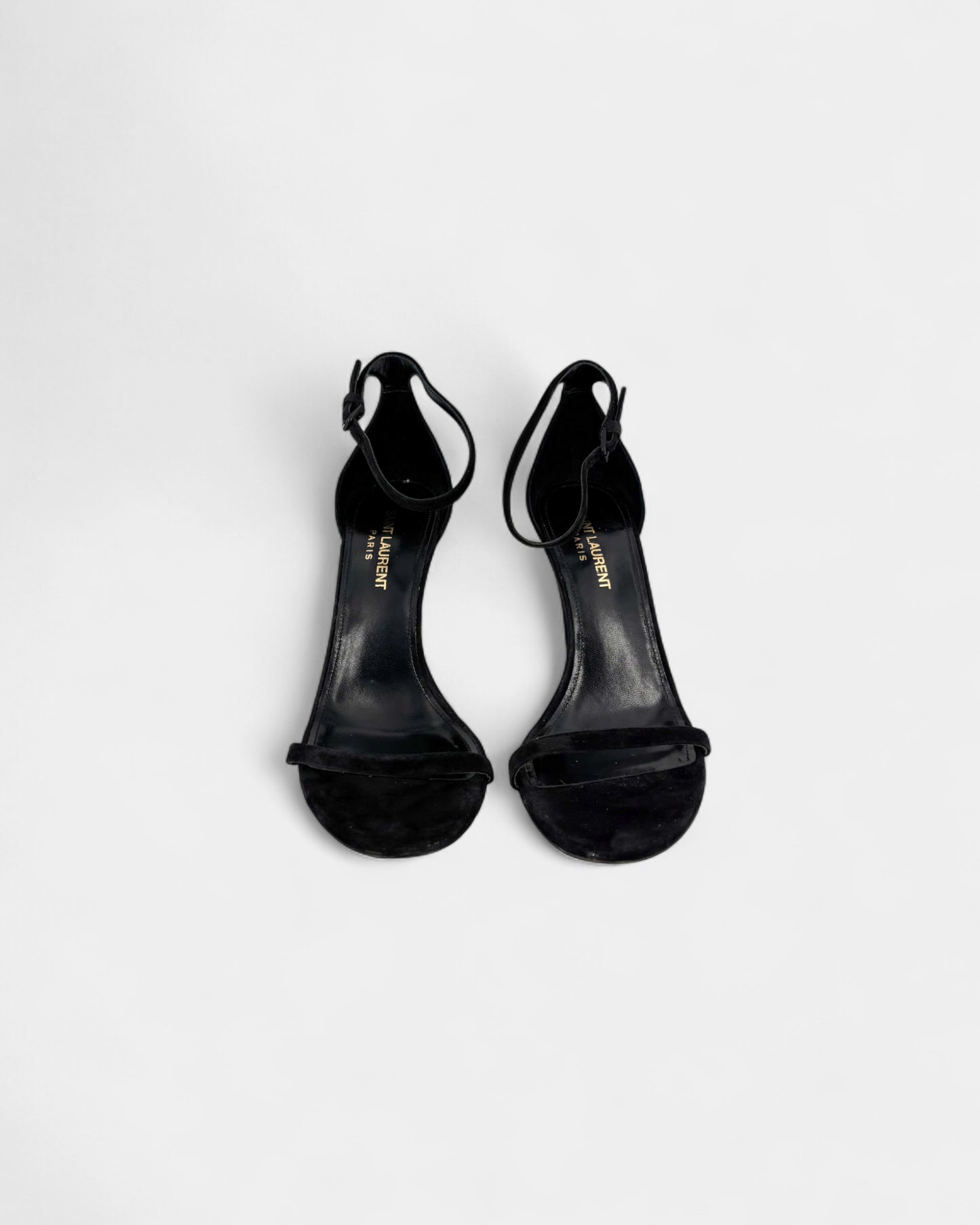 Sandales compensées en daim noir