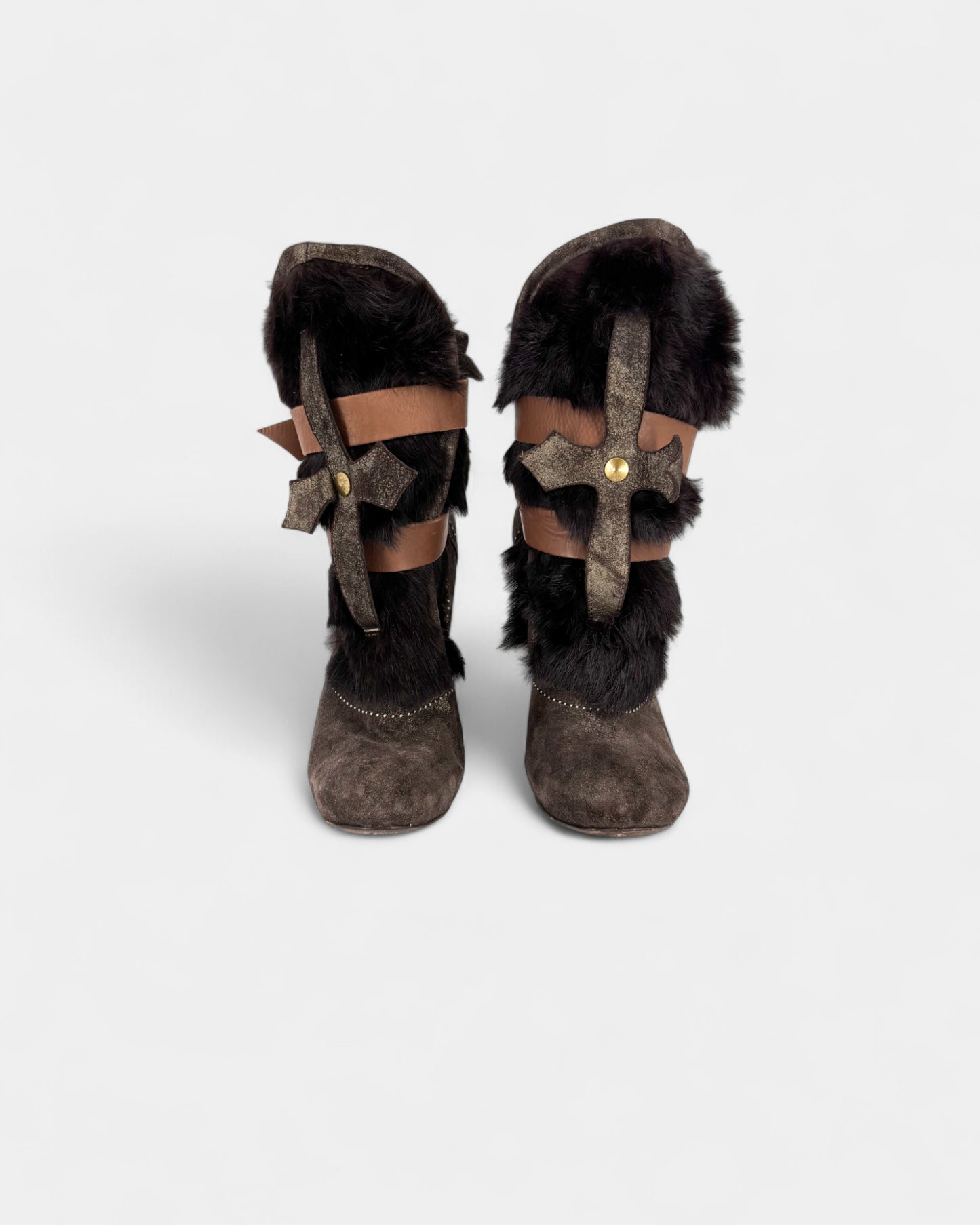 Bottines marron en daim