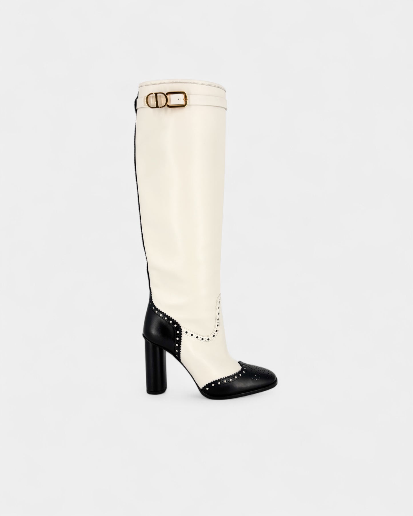 Bottes en cuir noir et blanc