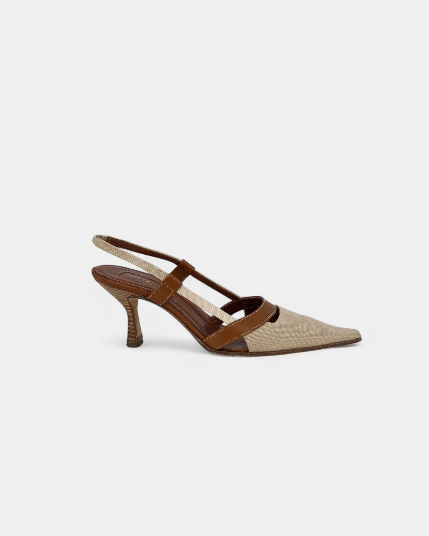 Slingbacks crèmes et marrons - 37.5 EU / 6.5 US