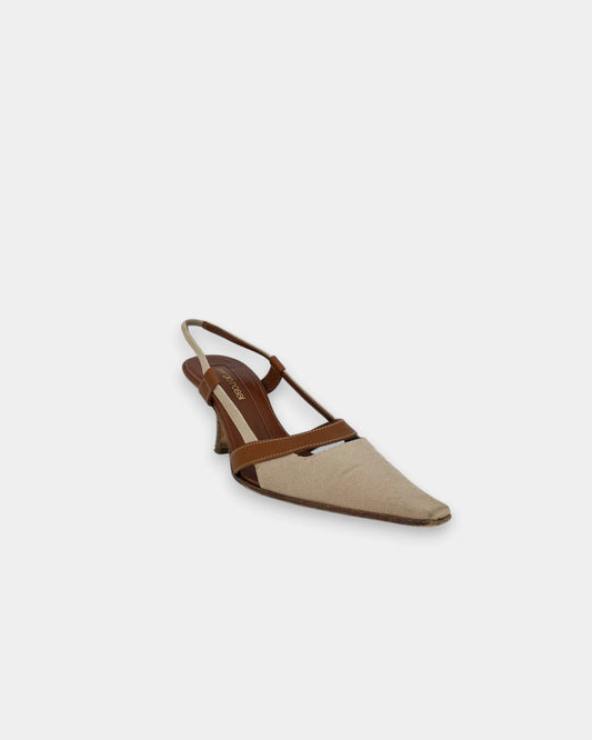 Cream and brown slingbacks - 37.5 EU / 6.5 US
