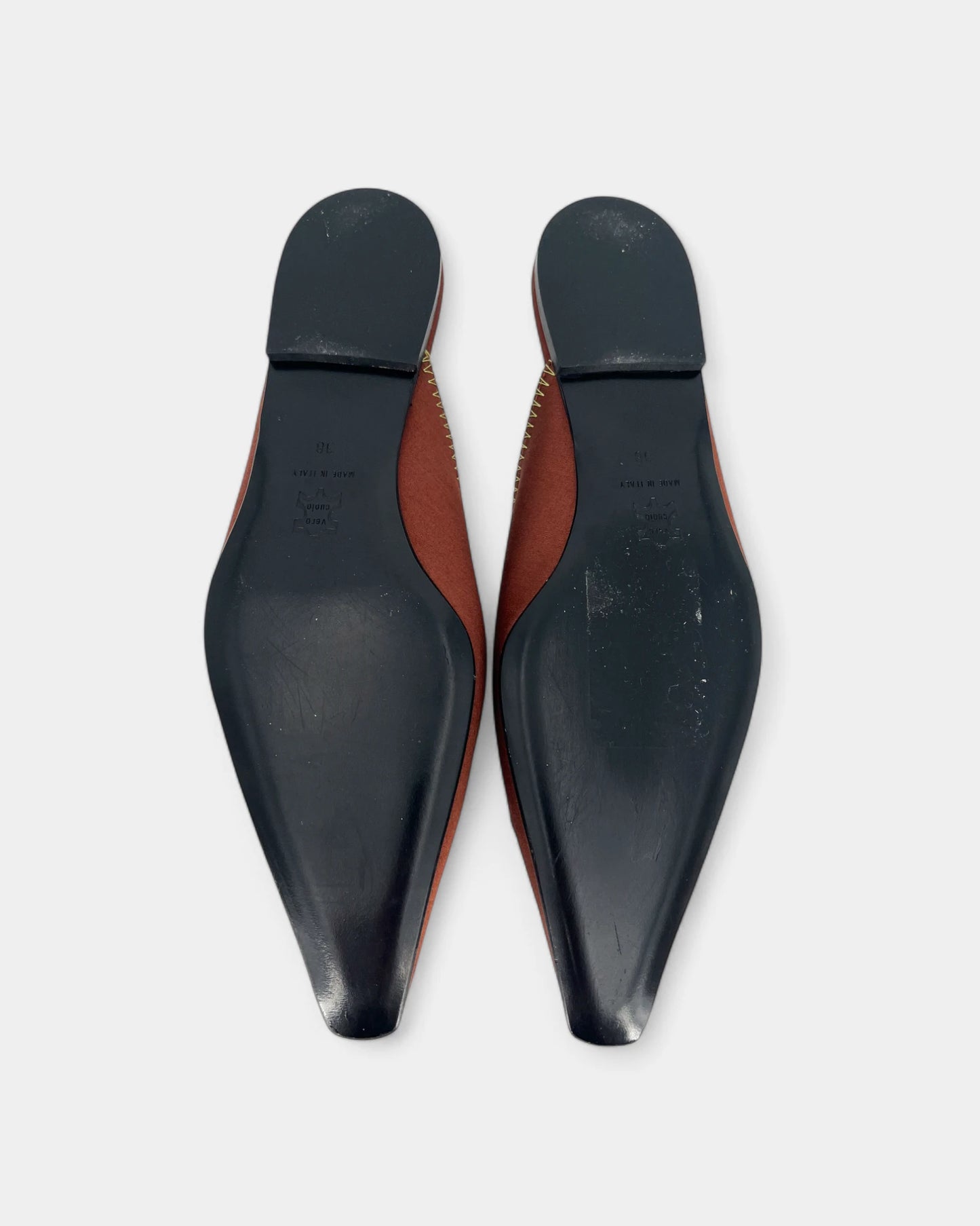 Mules plates marrons et bleues - 38 EU / 7 US