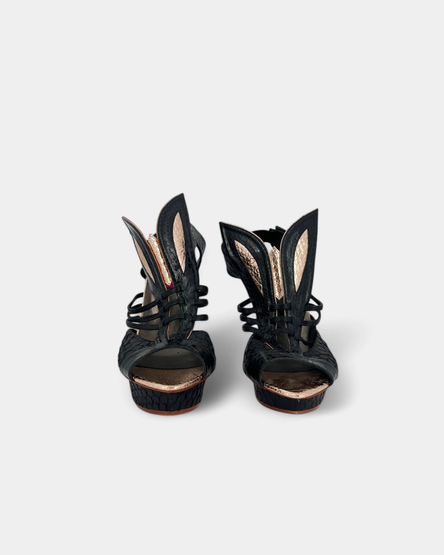 Sandales noires et roses à talons - 36 EU / 5 US