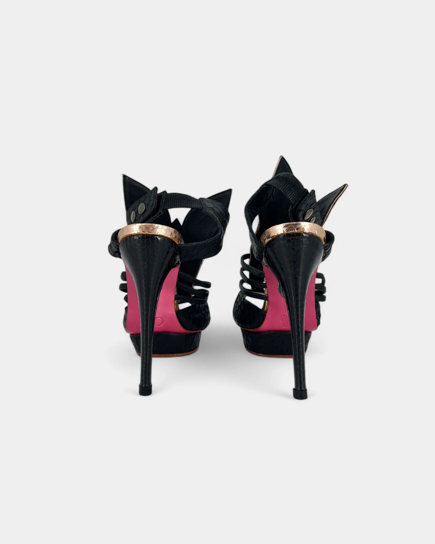 Sandales noires et roses à talons - 36 EU / 5 US