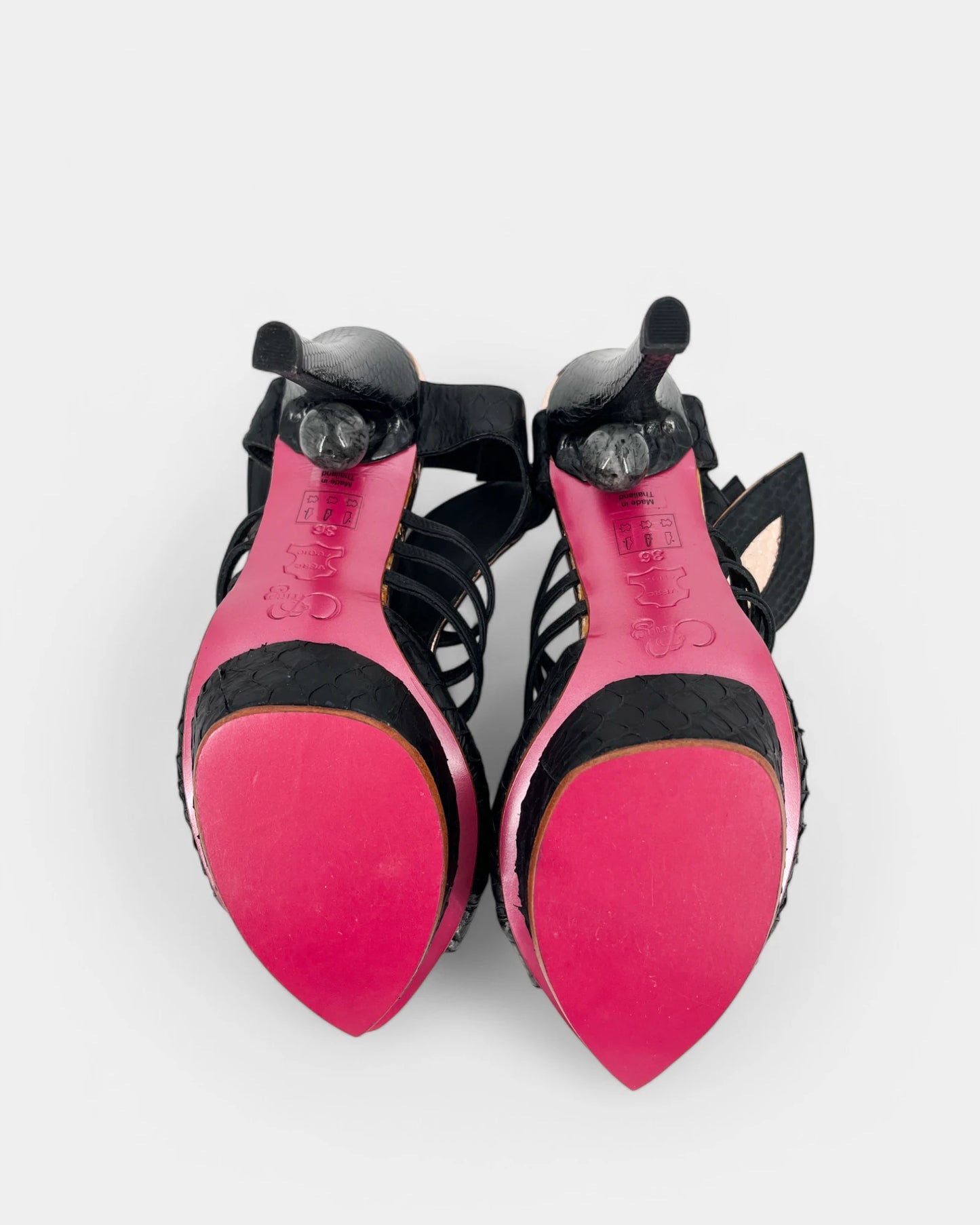 Sandales noires et roses à talons - 36 EU / 5 US