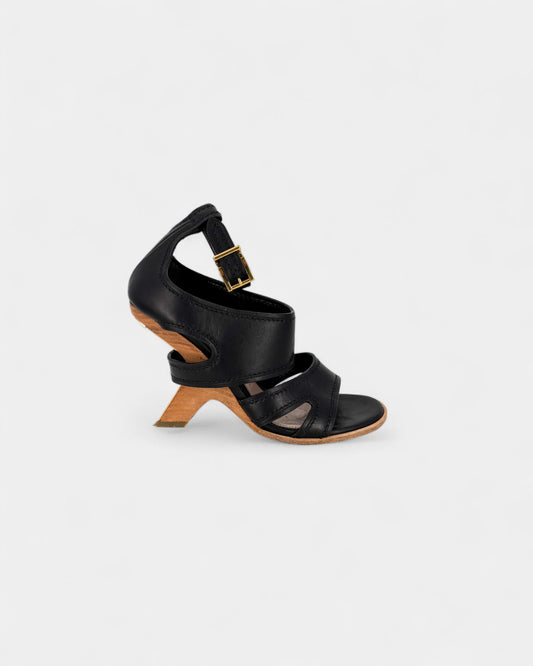 Sandales en cuir noir