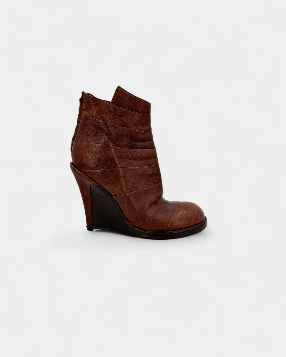 Boots compensées cuir marron