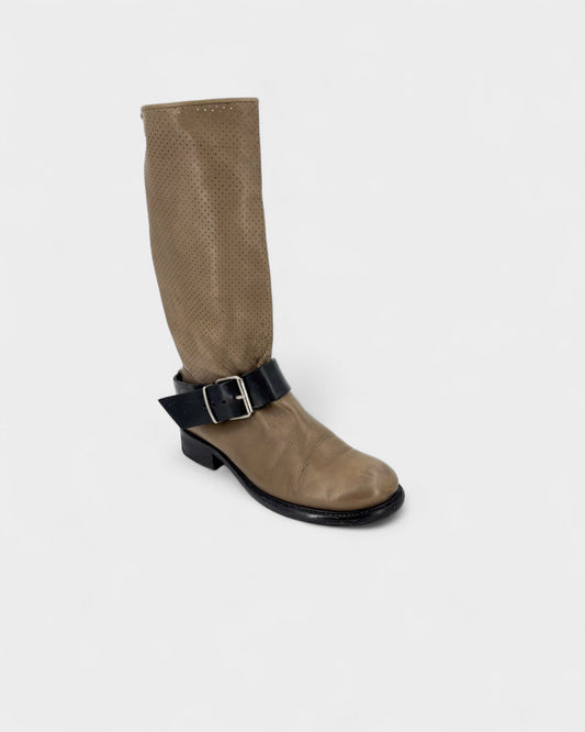 Bottes kaki boucle cuir