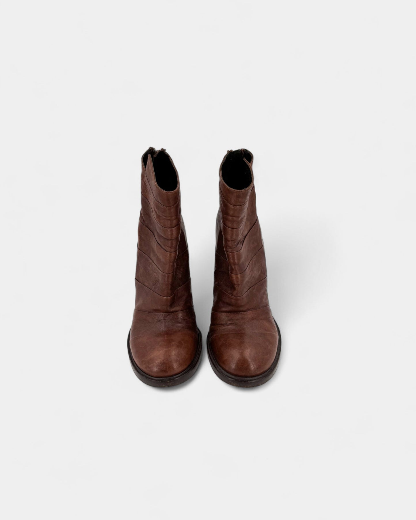 Boots compensées cuir marron